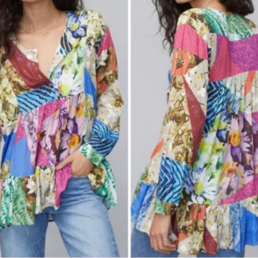 NWT Anthropologie Conditions Apply Risa Floral Tunic Top XS